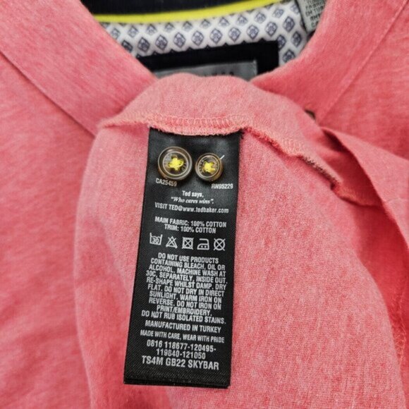 Ted Baker Golf Polo Shirt Pink Pocket 100% Cotton Short Sleeve Men's Size 4 - Picture 8 of 10